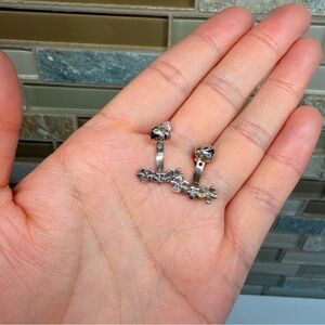 Authentic Pandora 2-in-1 Sparkling Heart Front-Back Earrings